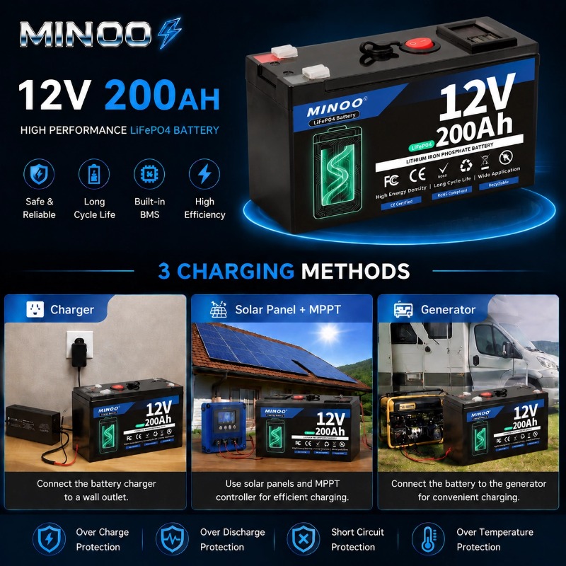 12V 200Ah LiFePO4 Battery Deep - Fish Finder Charger recension och pris
